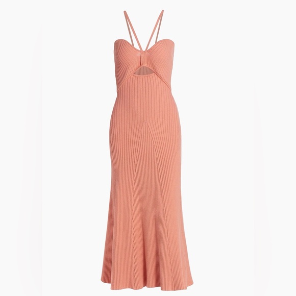 Anna Quan Dresses & Skirts - NWT Anna Quan Galina Rib-Knit Halter Midi Dress in Watermelon Size 8